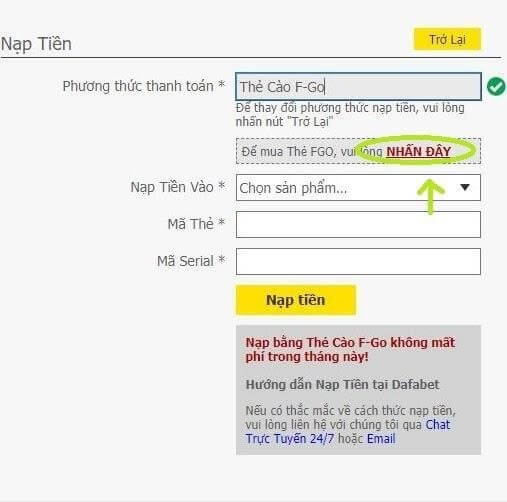 Gửi tiền bằng Thẻ cào F-Go