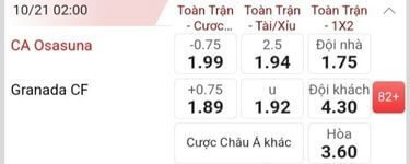 kèo osasuna-vs-granada tại Dafabet