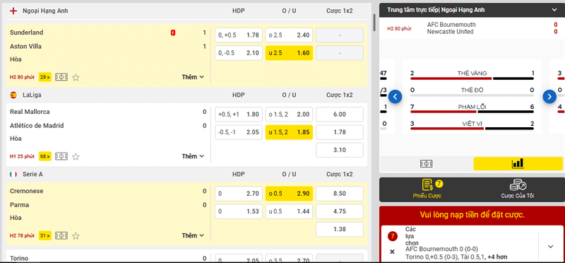các loại kèo tài xỉu