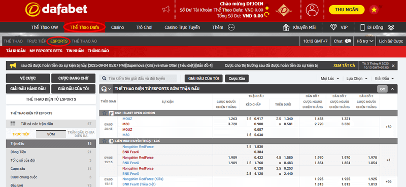 cách cược esports dafabet