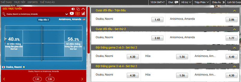 giới thiệu cá cược quần vợt