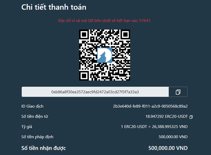 mở ví crypto và quét mã QR