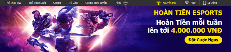 ưu đãi hoàn tiền esports
